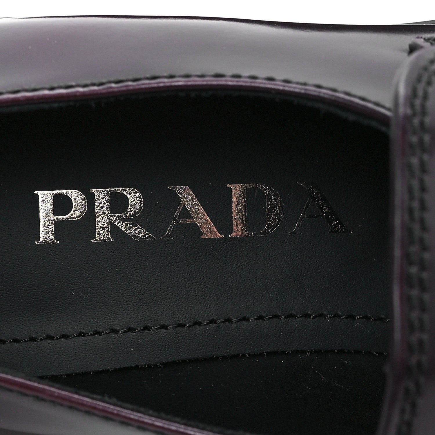 Prada Spazzolato Metal Triangle Logo 50mm Loafers 35 Cordovan 8 of 9