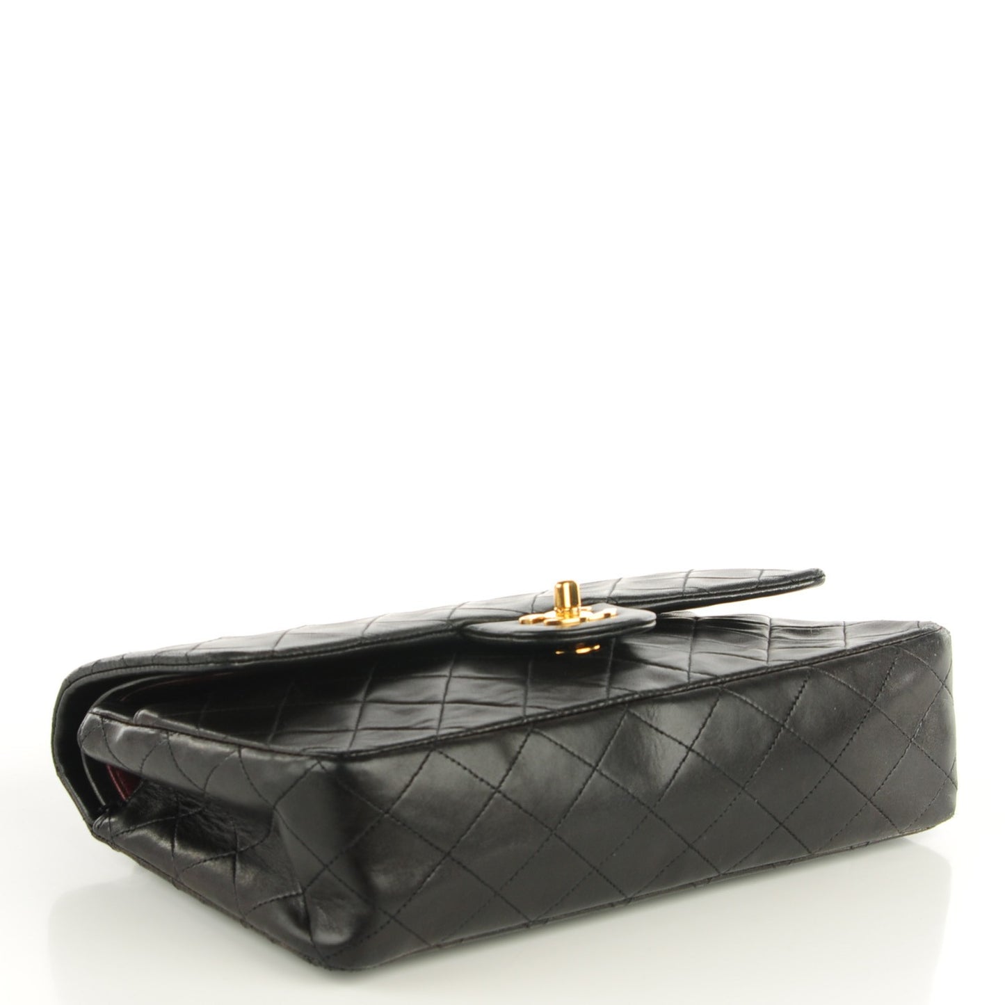 Lambskin Quilted Medium Double Flap Black