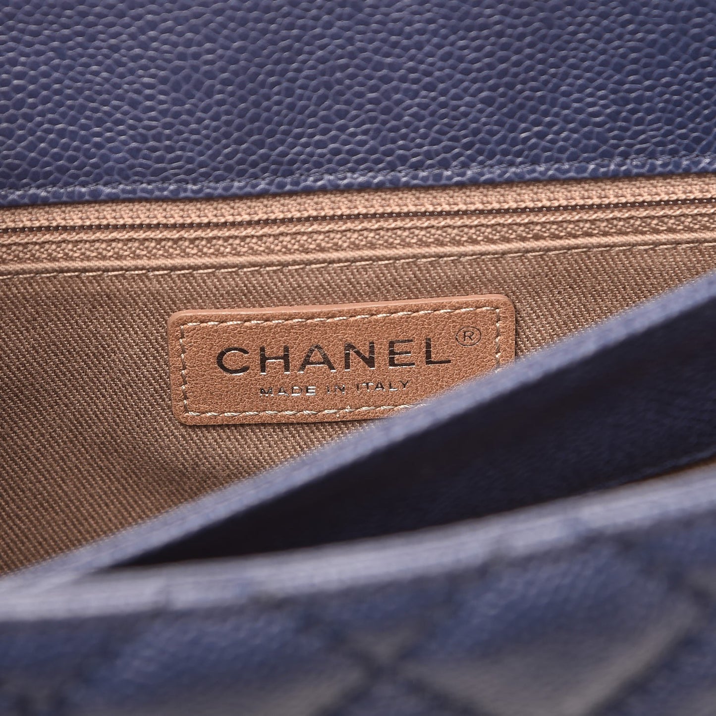 Caviar Quilted Flap Navy Blue