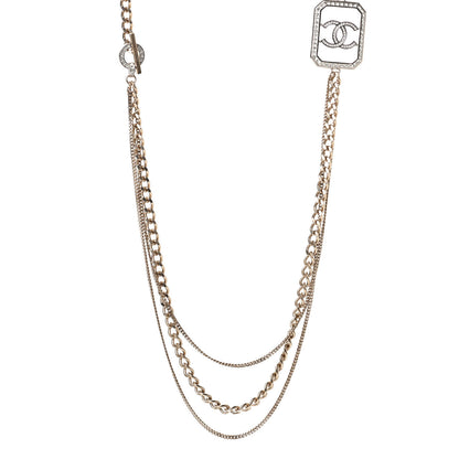 Chanel Crystal Chain CC Multi Strand Necklace Gold 1 of 4