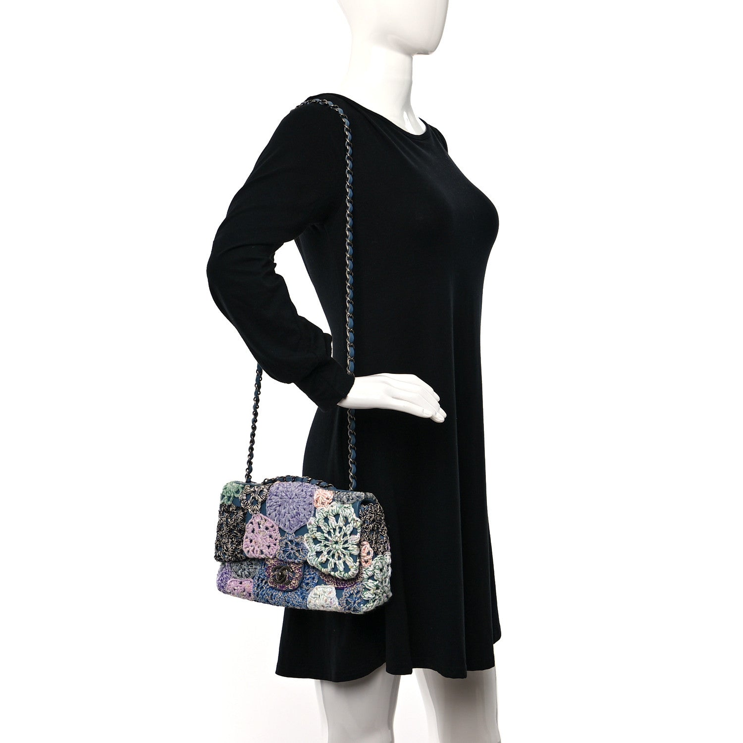 Chanel Lambskin Crochet Medium Single Flap Blue 2 of 12