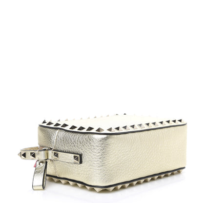 Valentino Garavani Metallic Pebbled Calfskin Rockstud Camera Crossbody Bag Platino 4 of 9