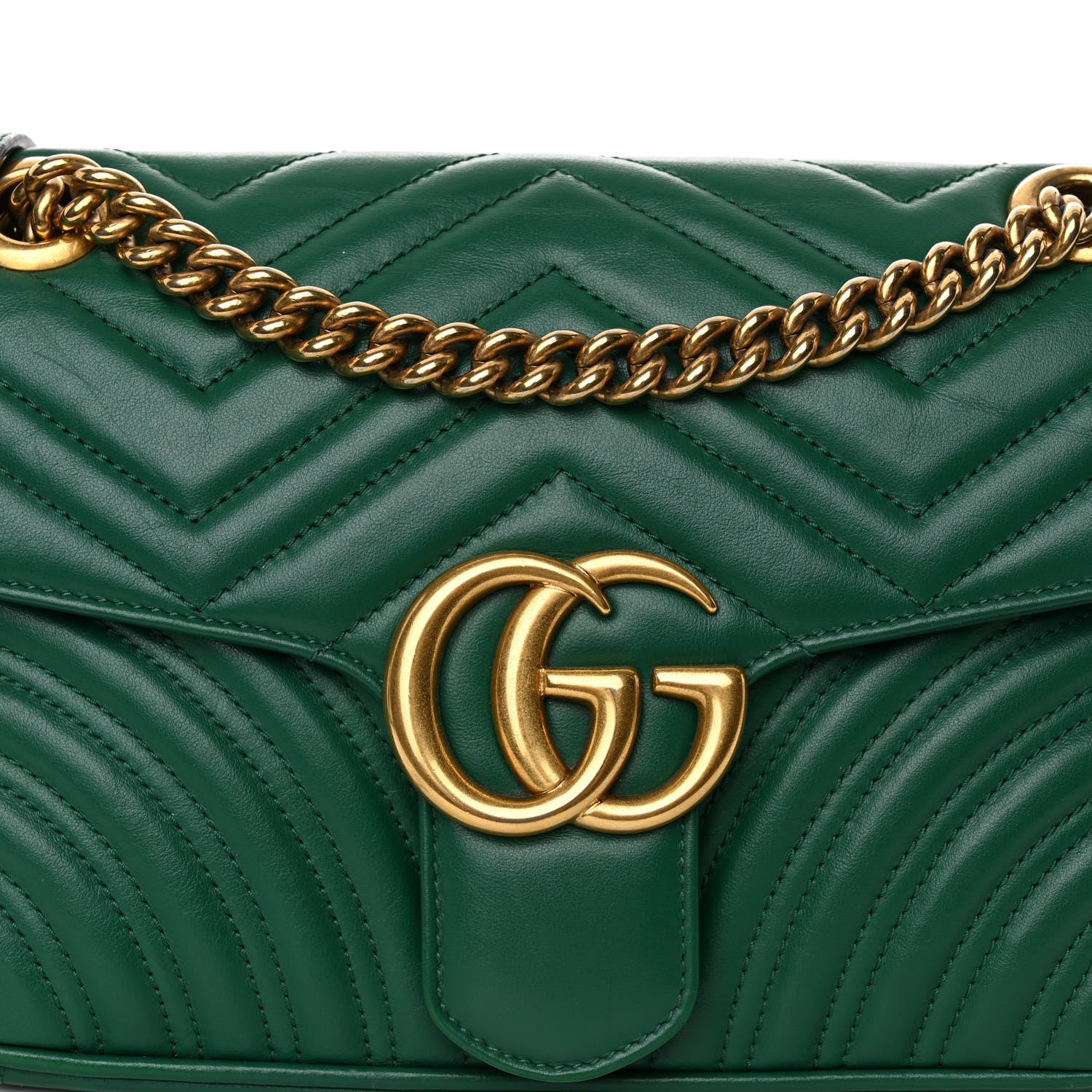 Gucci Calfskin Matelasse Small GG Marmont Shoulder Bag Emerald Green 8 of 10