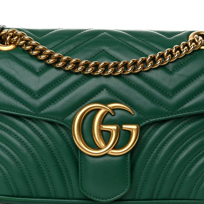 Gucci Calfskin Matelasse Small GG Marmont Shoulder Bag Emerald Green 8 of 10