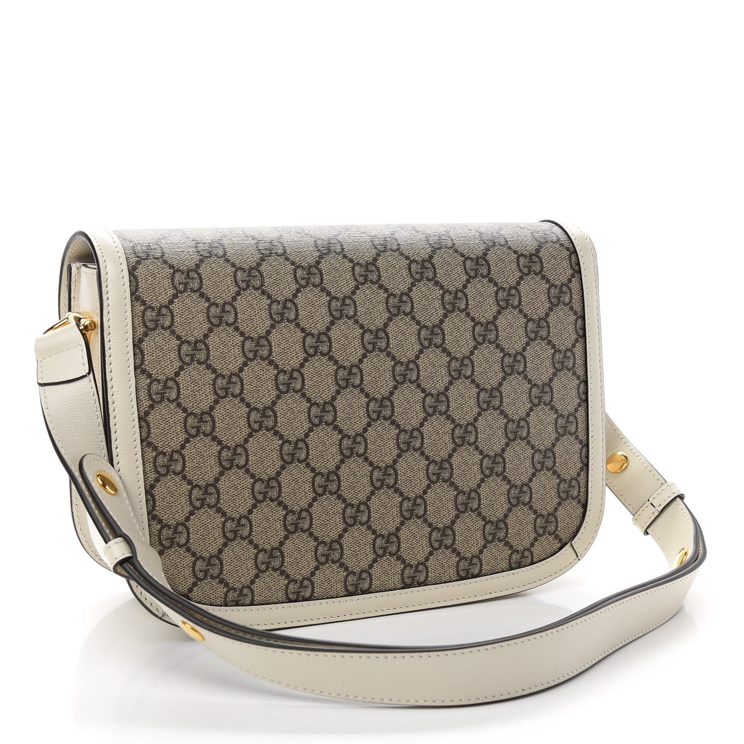 GG Supreme Monogram Horsebit 1955 Shoulder Bag Beige Mystic White