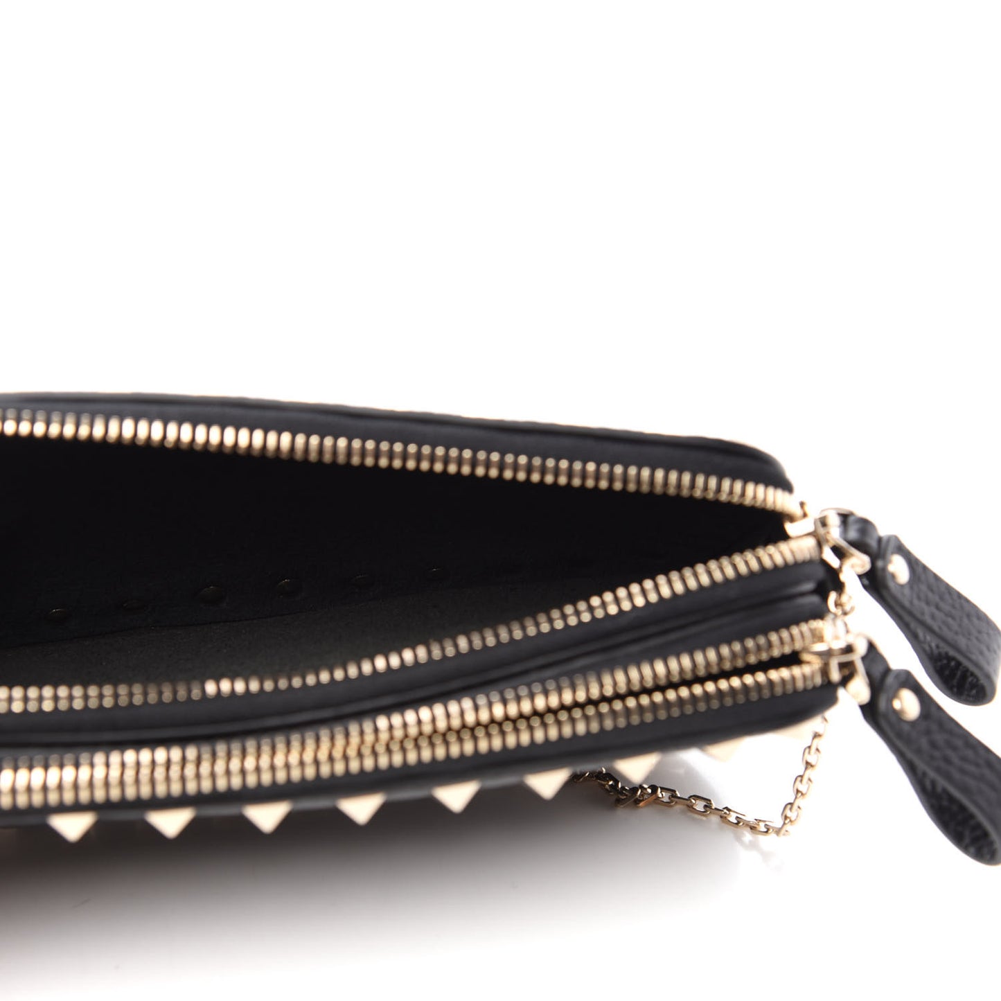 Pebbled Calfskin Rockstud Small Chain Shoulder Bag Black