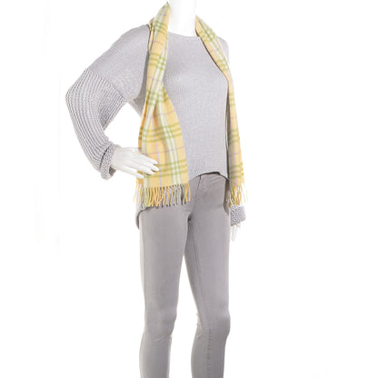 Burberry Cashmere Check Fringe Scarf Yellow 2 of 5