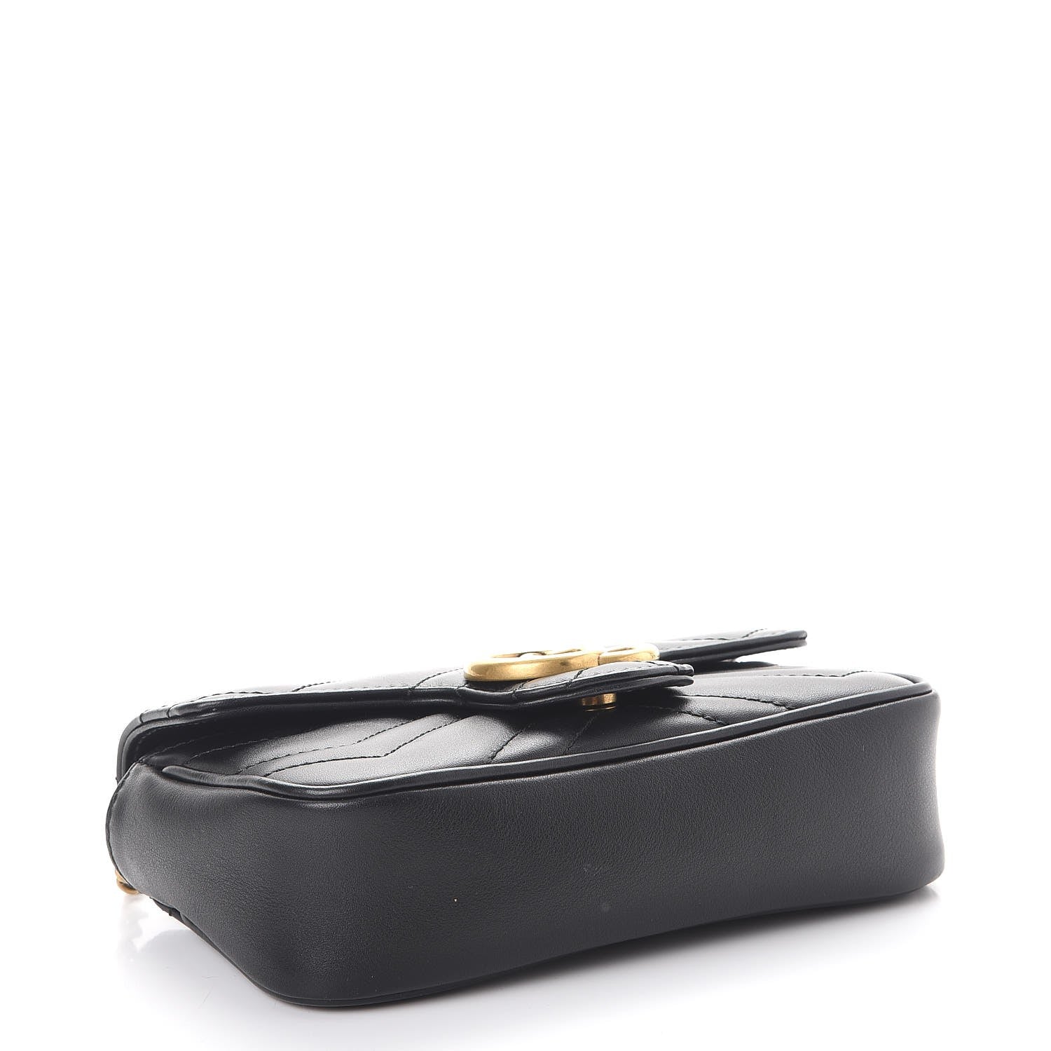 Gucci Calfskin Matelasse Super Mini GG Marmont Shoulder Bag Black 5 of 10
