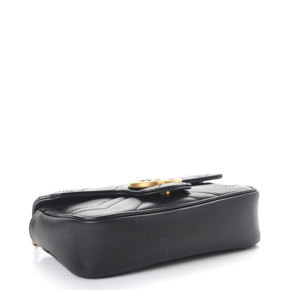 Gucci Calfskin Matelasse Super Mini GG Marmont Shoulder Bag Black 5 of 10