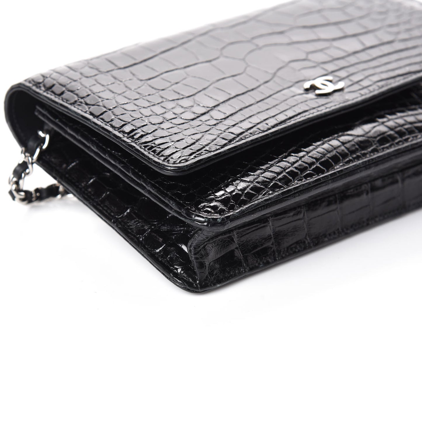 Shiny Crocodile Wallet on Chain WOC Black