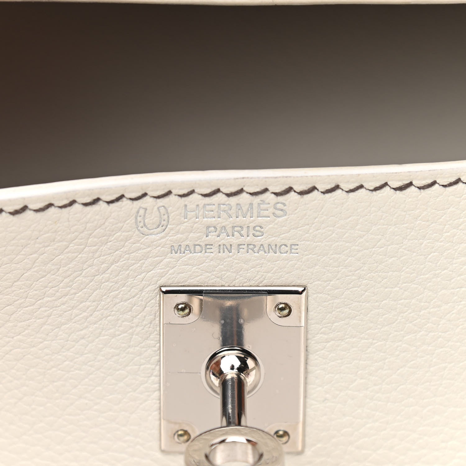 Hermes Evercolor Horseshoe Kelly Retourne 25 White Etain 6 of 11