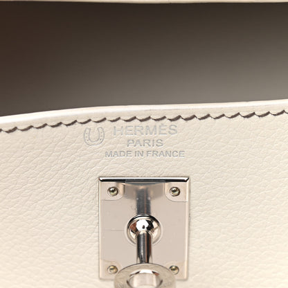 Hermes Evercolor Horseshoe Kelly Retourne 25 White Etain 6 of 11