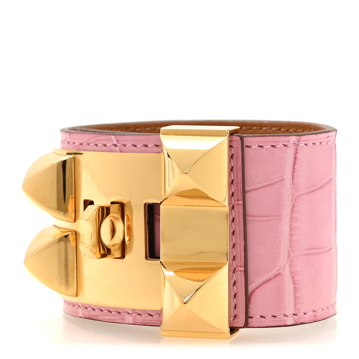 Hermes Matte Alligator Collier De Chien CDC Bracelet T2  5P Pink 3 of 5