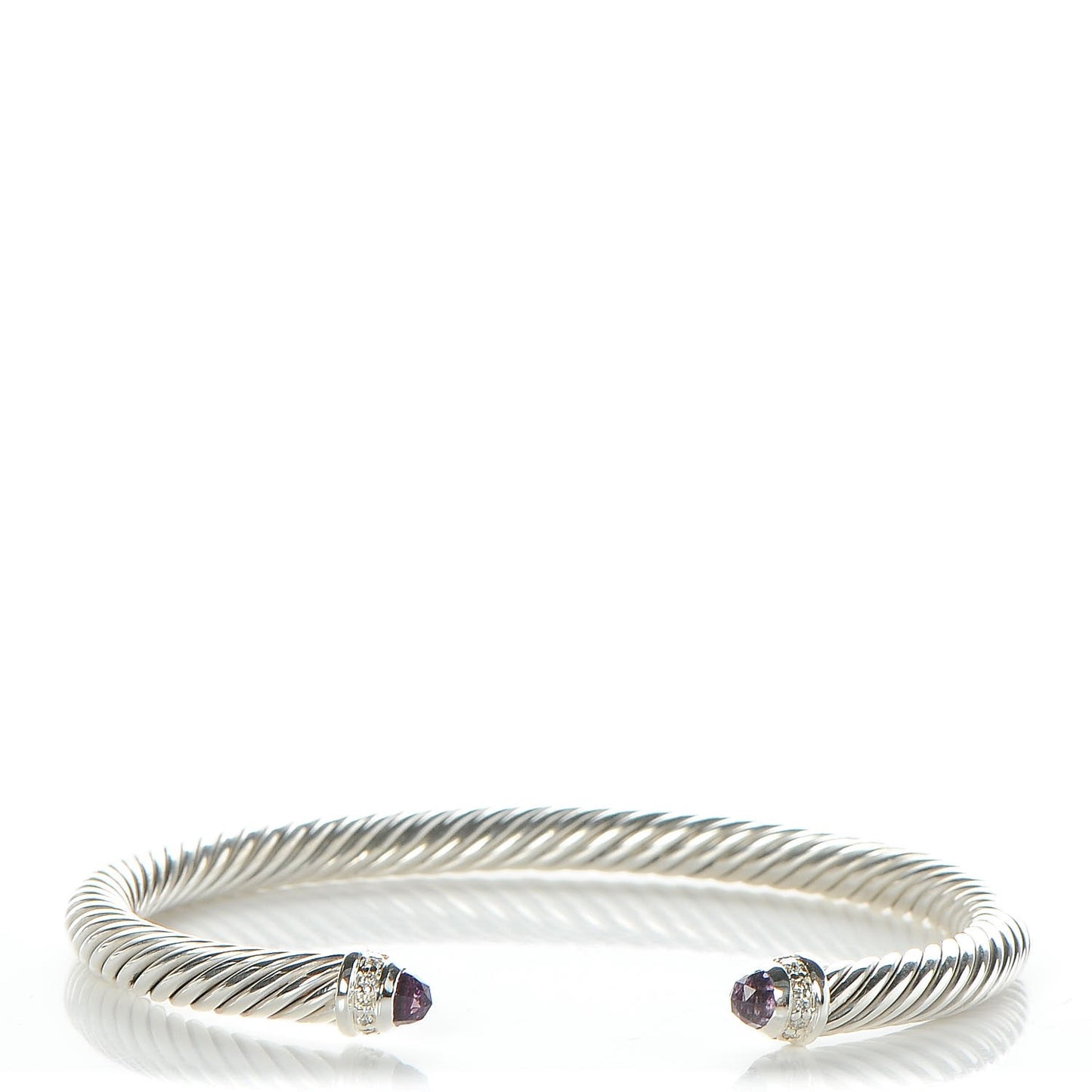 Sterling Silver Diamond Amethyst 5mm Cable Classics Bracelet