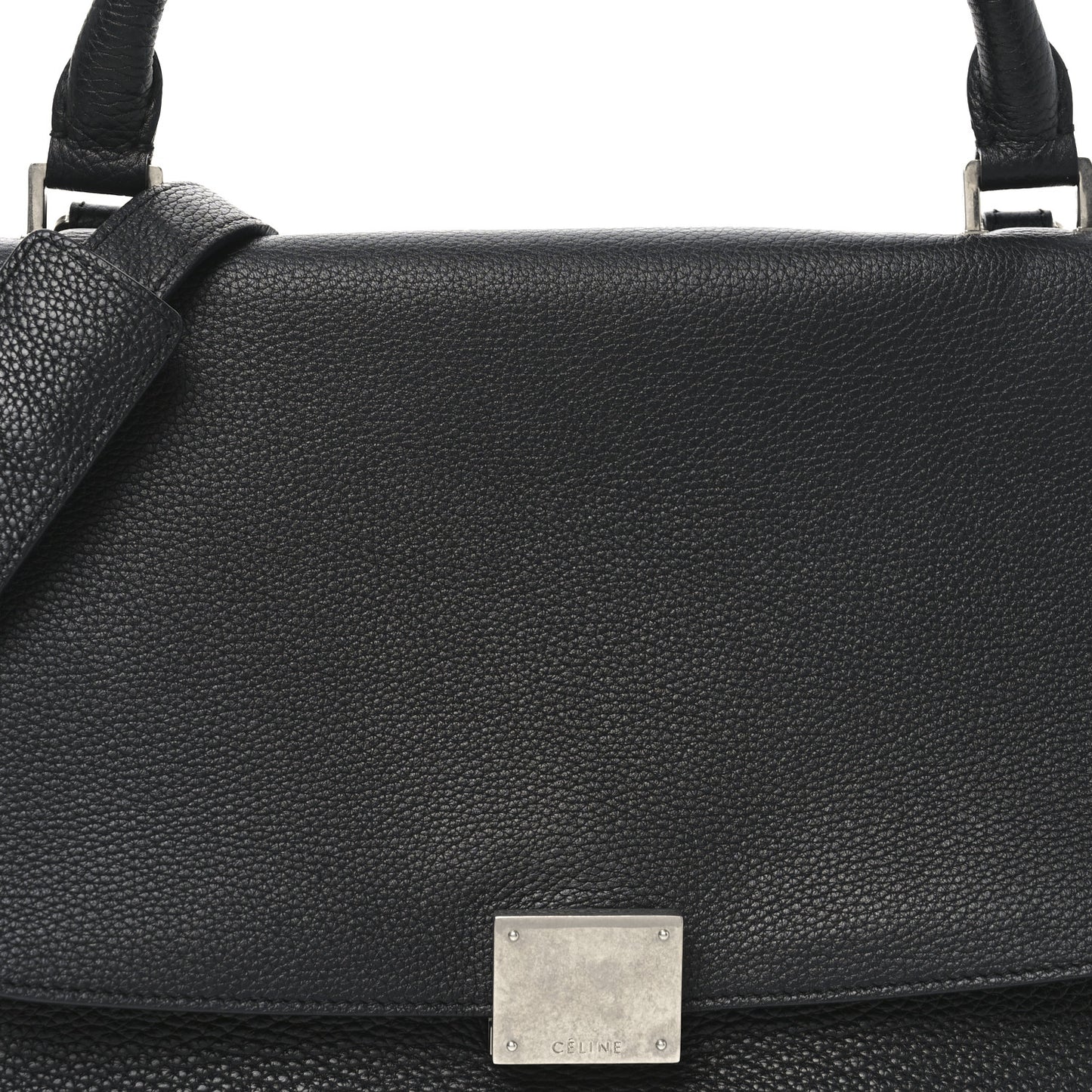 Drummed Calfskin Suede Small Trapeze Black