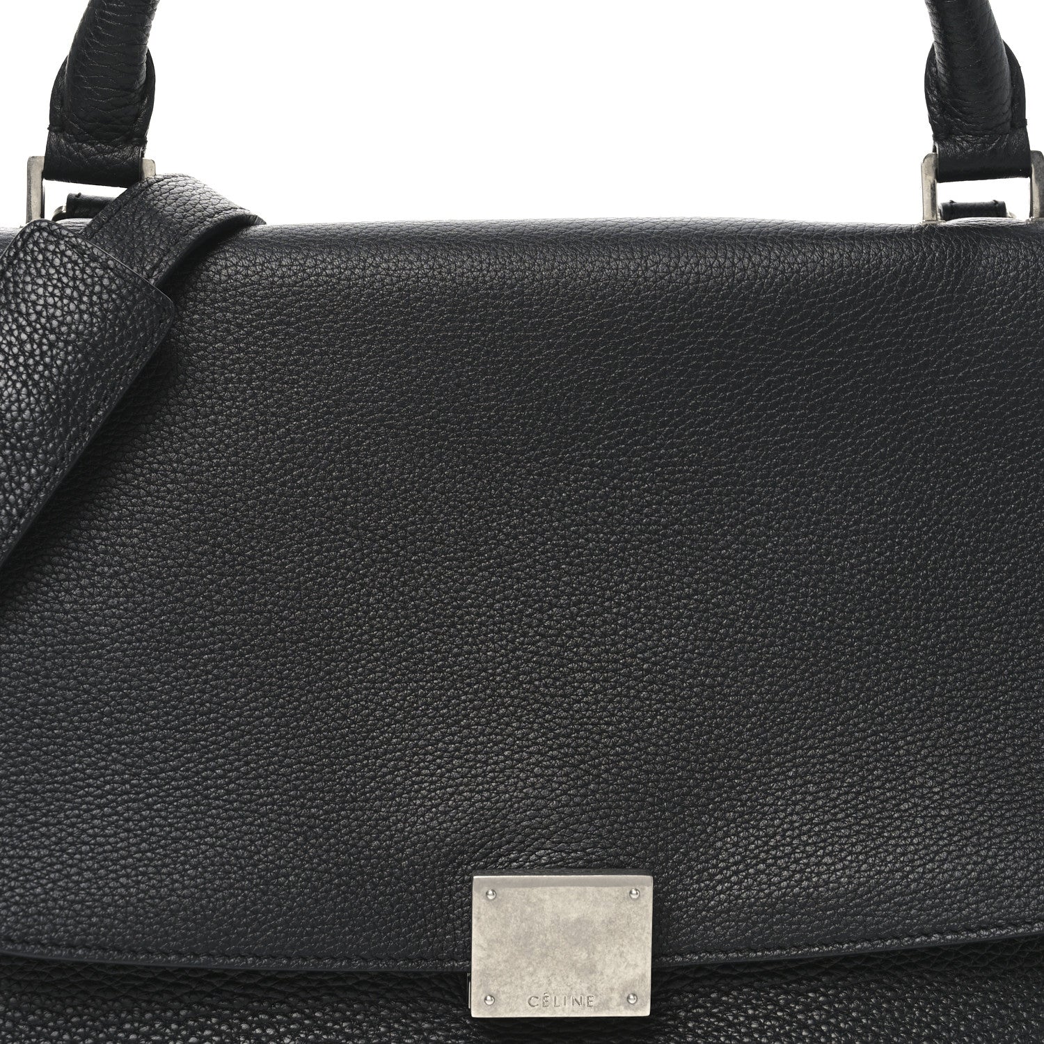Celine Drummed Calfskin Suede Small Trapeze Black 7 of 9