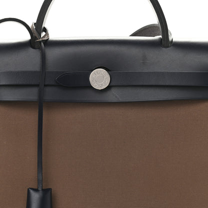 Hermes Vache Hunter Toile Herbag Zip 31 PM Etoupe Bleu Indigo 9 of 13
