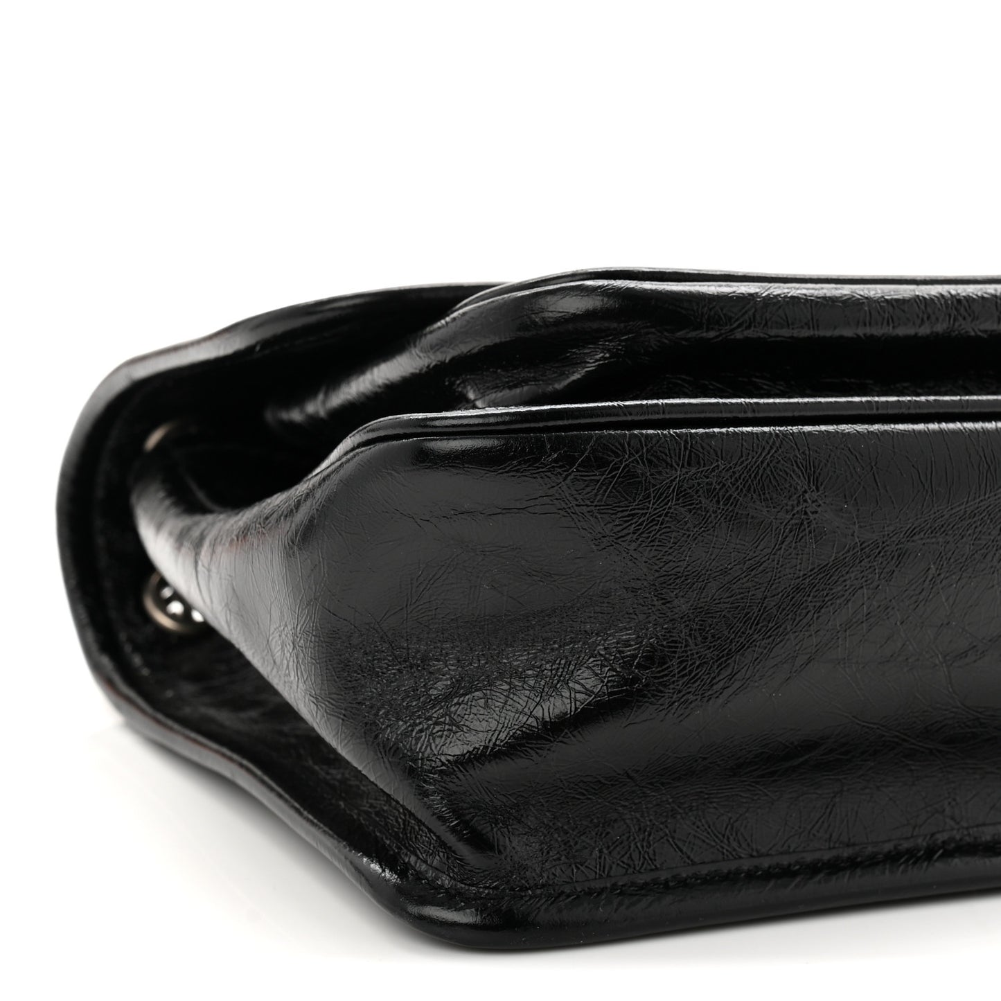 Crinkled Calfskin Matelasse Monogram Baby Niki Chain Satchel Black