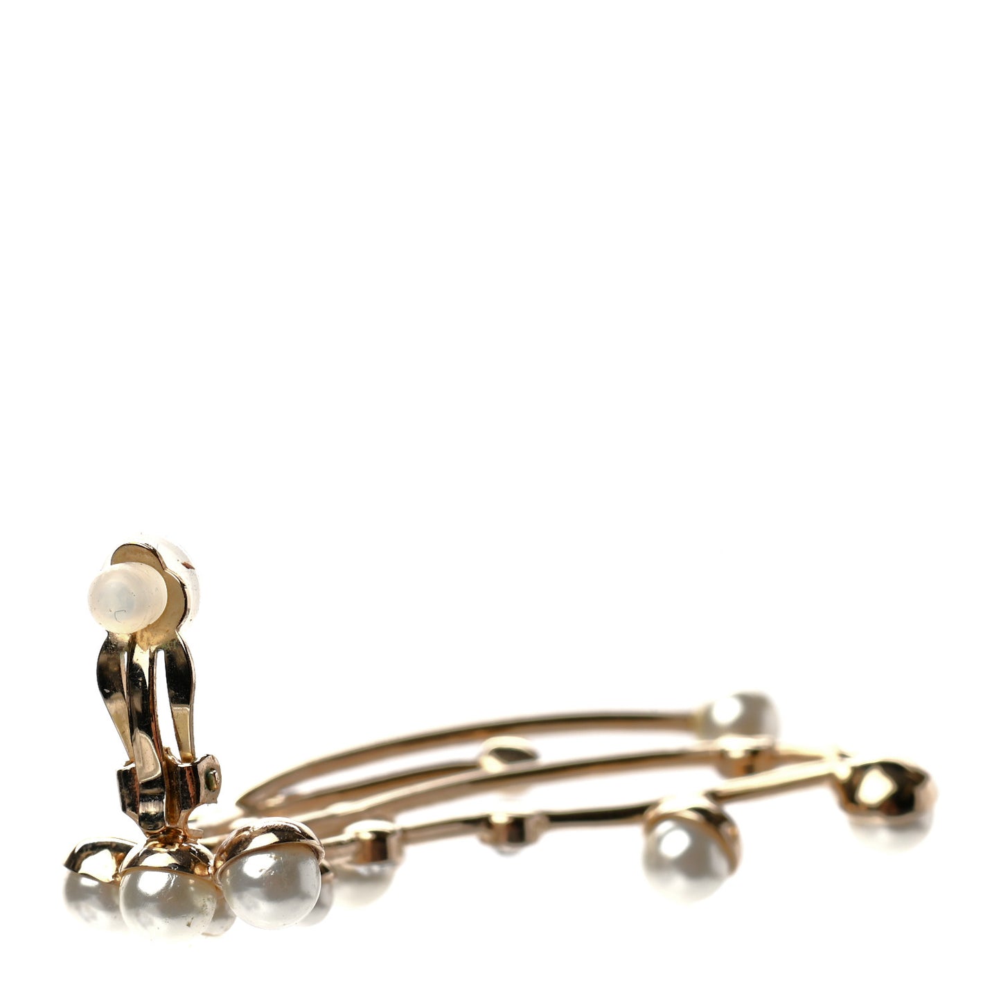 Pearl Crystal Clip On Earring Gold