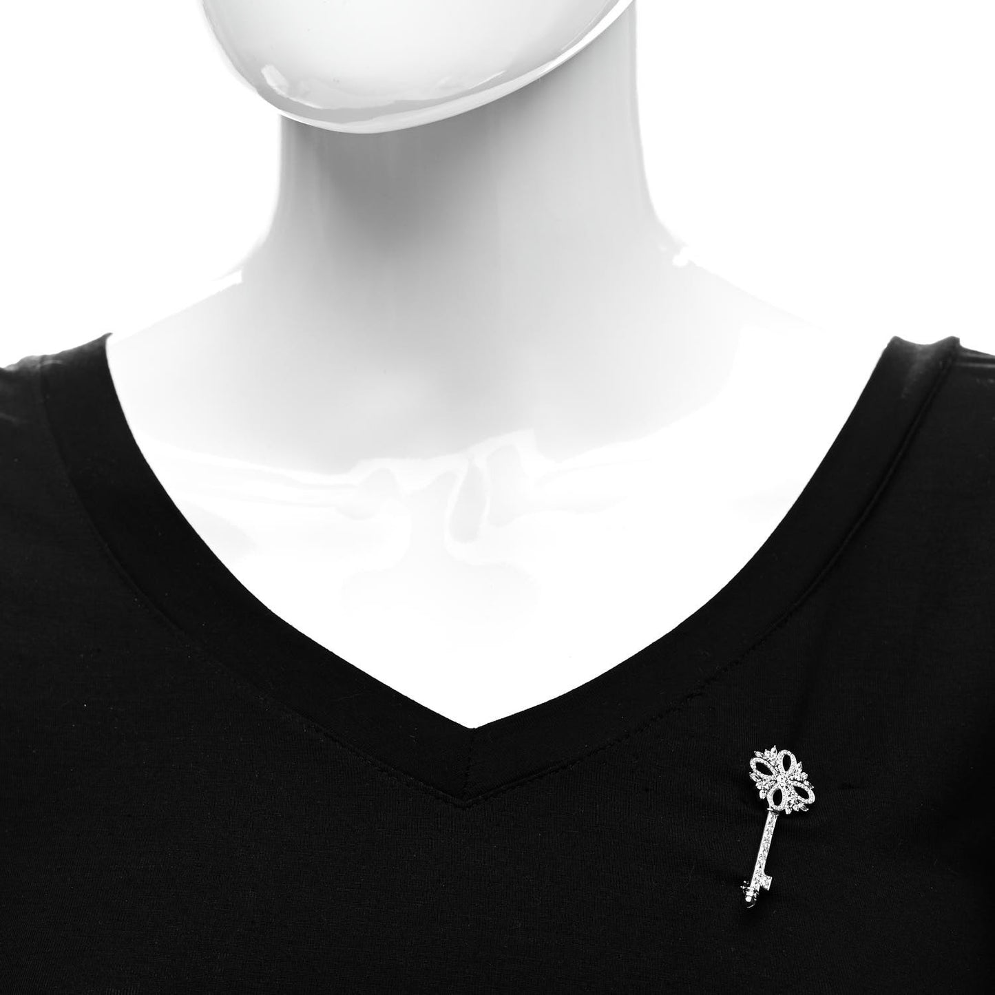 Platinum Diamond Victoria Key Brooch Pin