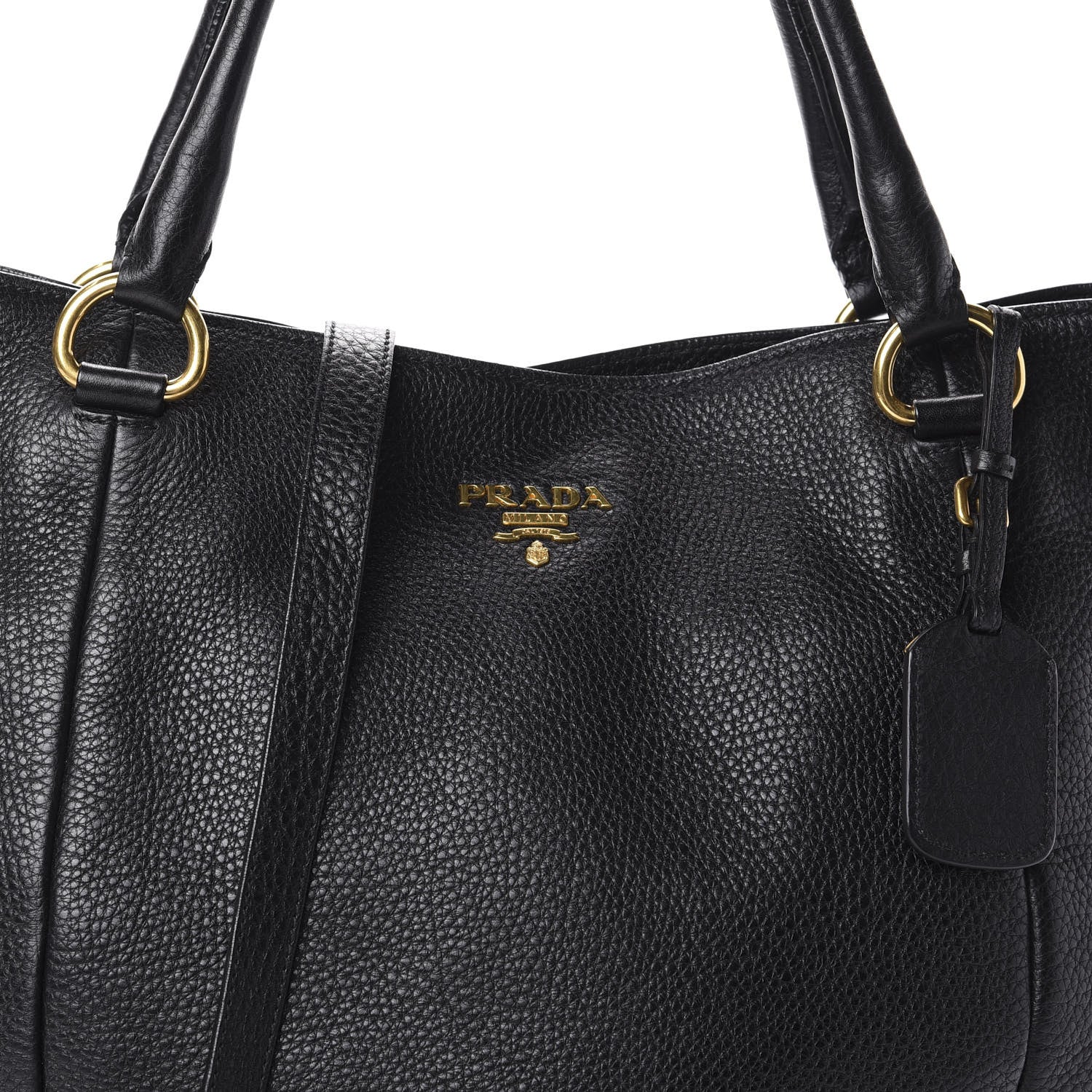 Prada Vitello Daino Side Pocket Tote Black 7 of 9