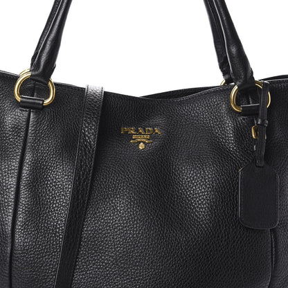 Prada Vitello Daino Side Pocket Tote Black 7 of 9