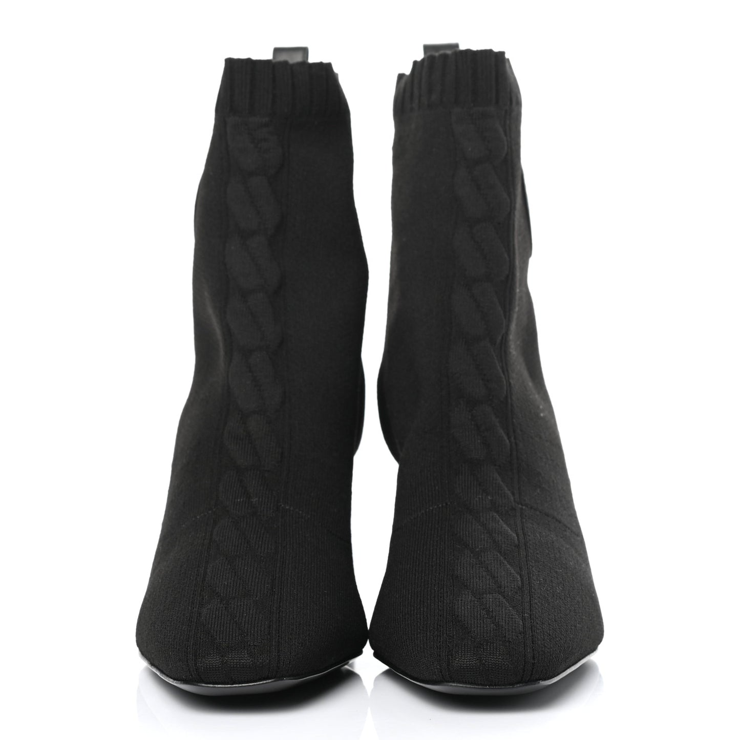 Knit Calfskin Volver Ankle Boots 37.5 Black