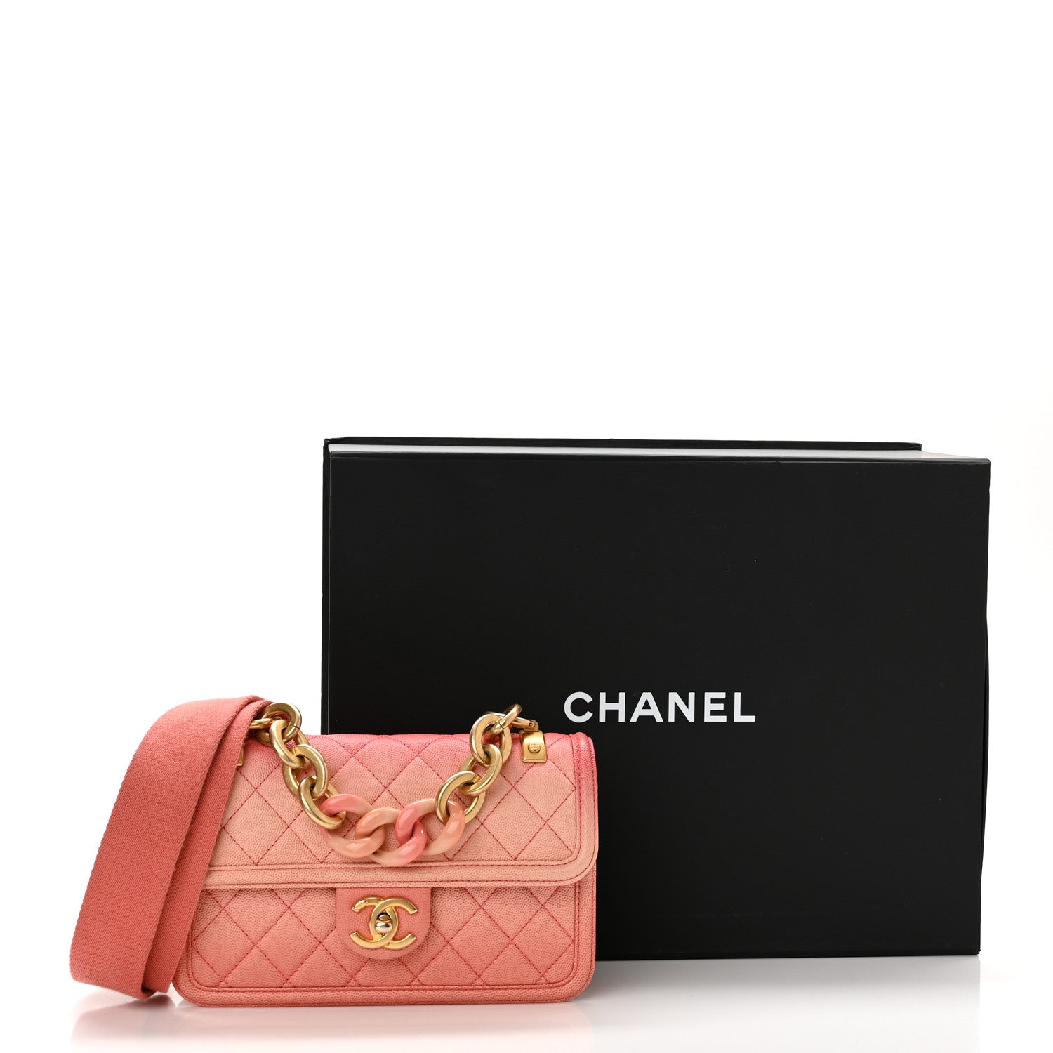 Chanel Caviar Quilted Small Sunset On The Sea Flap Coral 10 of 10