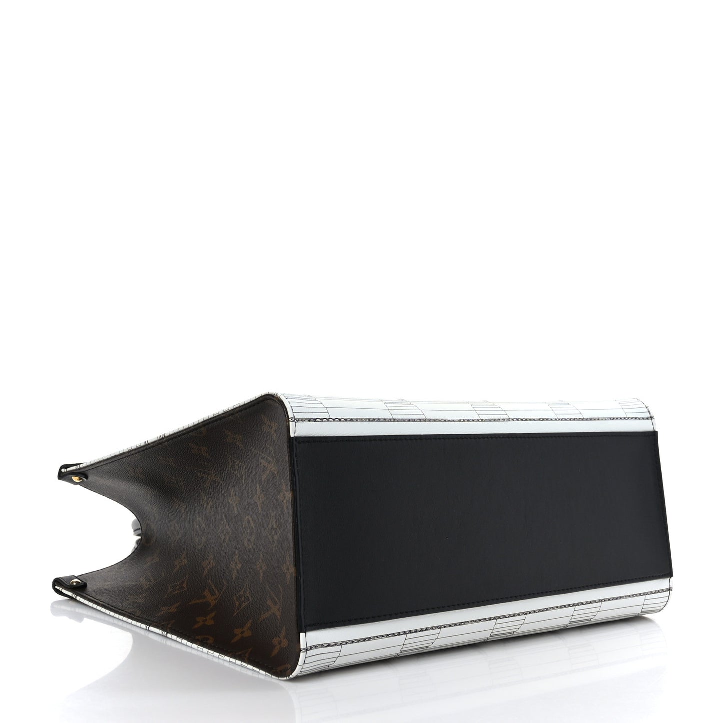 X FORNASETTI Calfskin Architettura Onthego MM Black White