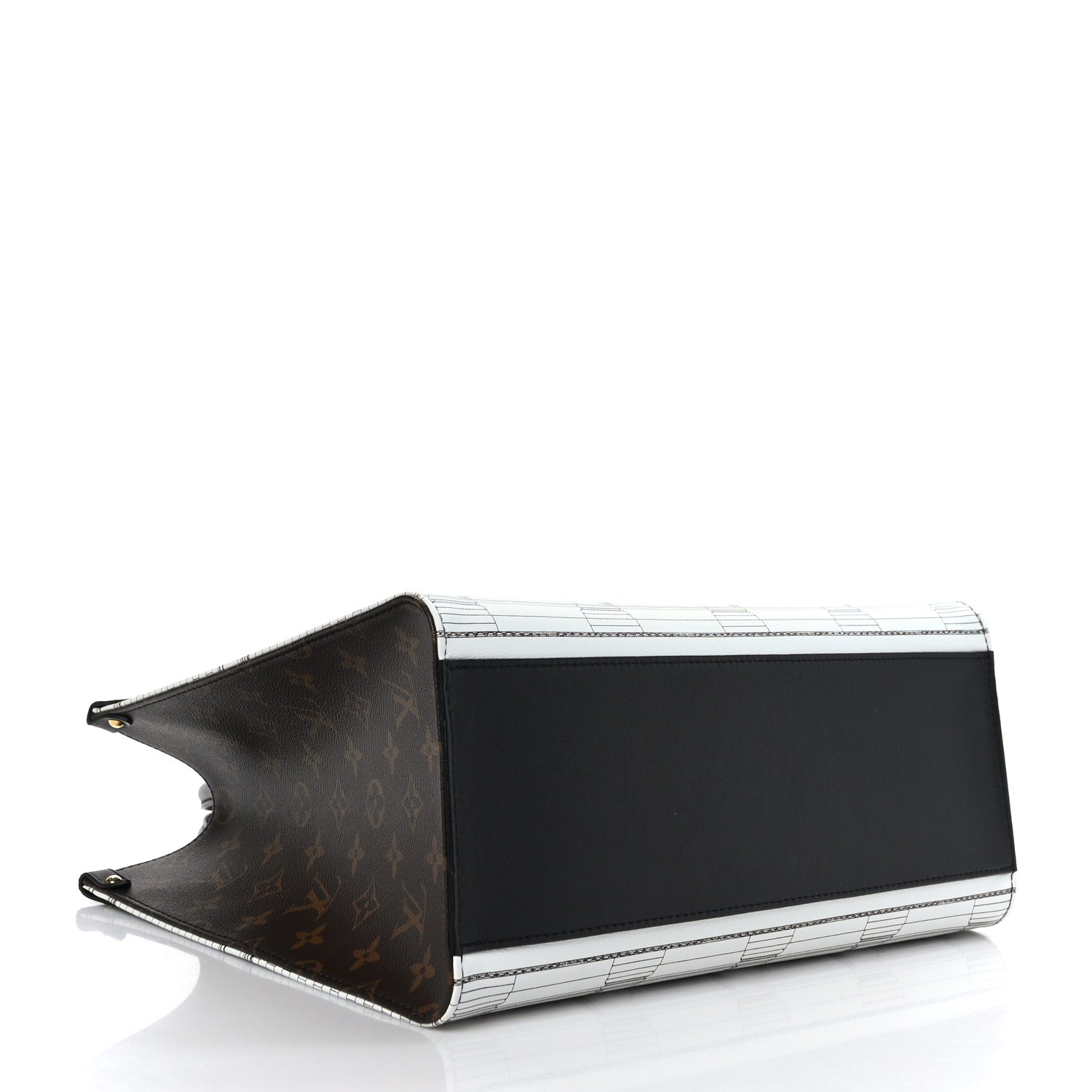 Louis Vuitton X FORNASETTI Calfskin Architettura Onthego MM Black White 4 of 8