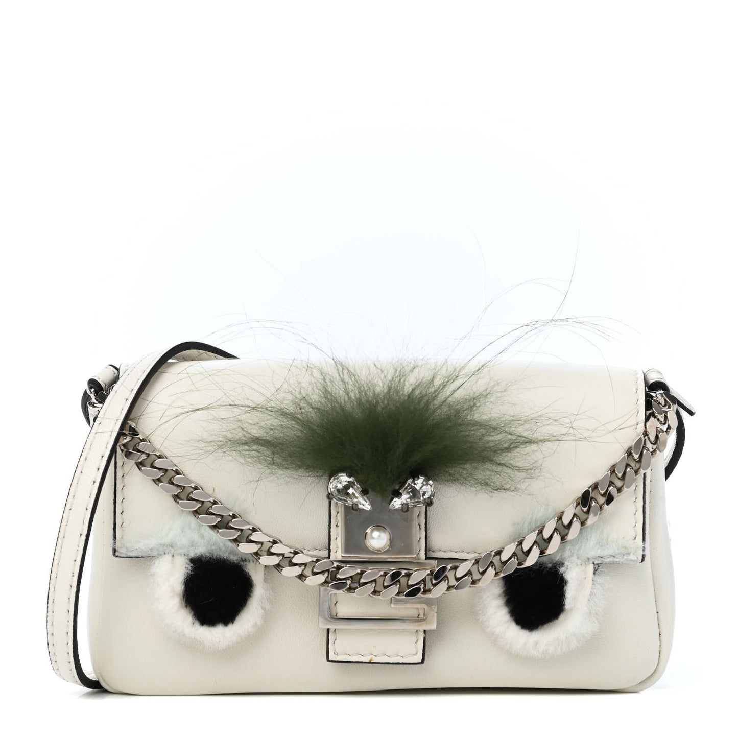 Nappa Rabbit Fox Fur Micro Buggie Baguette White Nirvana Black