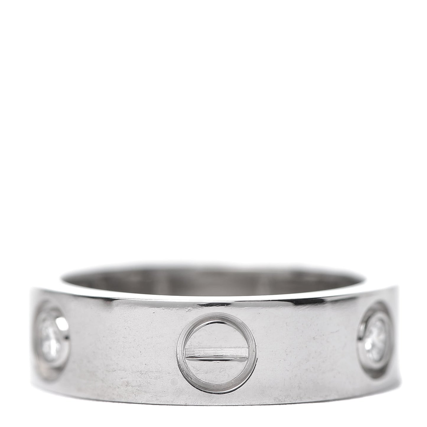 18K White Gold 3 Diamond 5.5mm LOVE Ring 51 5.75