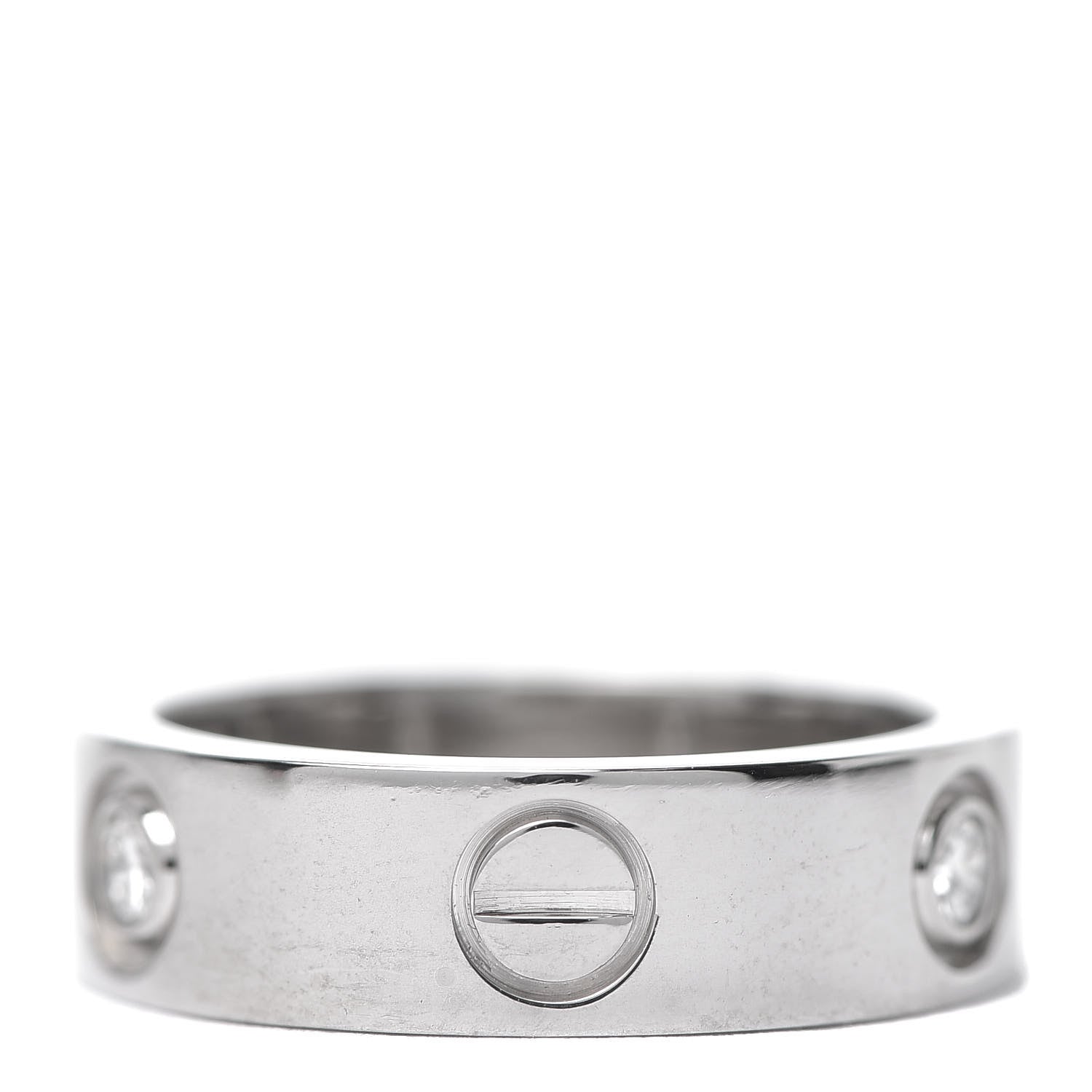 Cartier 18K White Gold 3 Diamond 5.5mm LOVE Ring 51 5.75 3 of 6