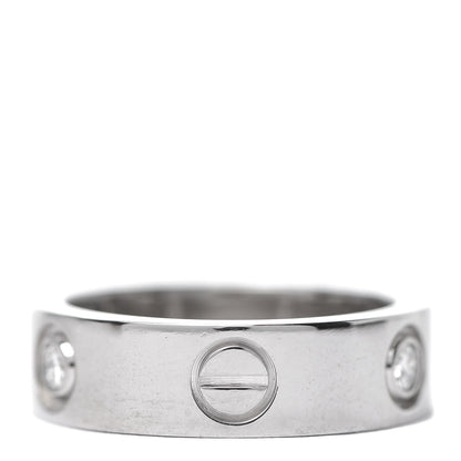 Cartier 18K White Gold 3 Diamond 5.5mm LOVE Ring 51 5.75 3 of 6