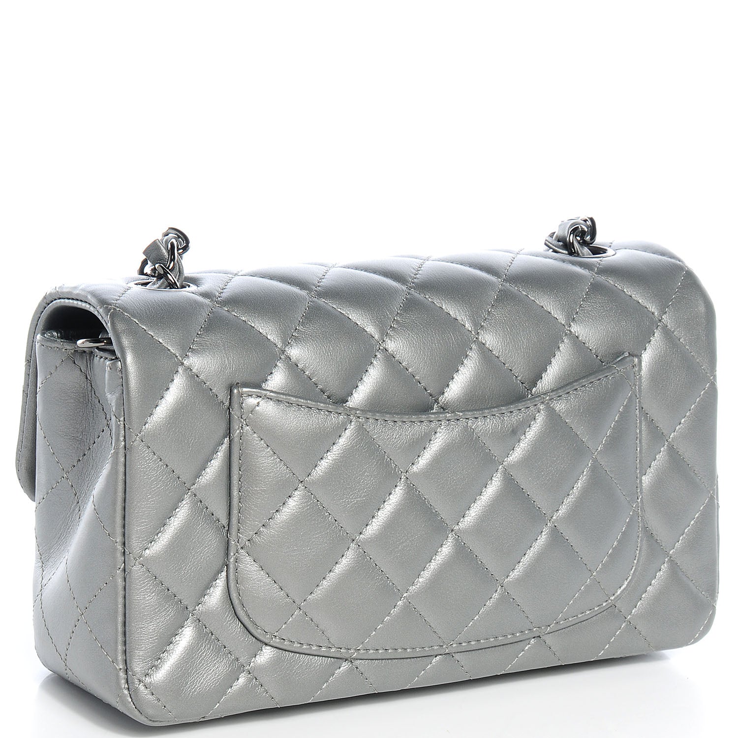 Chanel Lambskin Quilted Mini Flap Silver 3 of 9