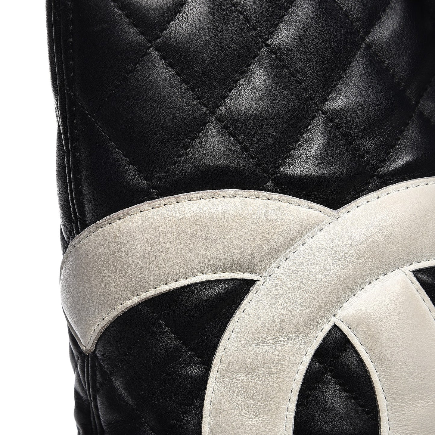 Calfskin Quilted Large Cambon Tote Black White
