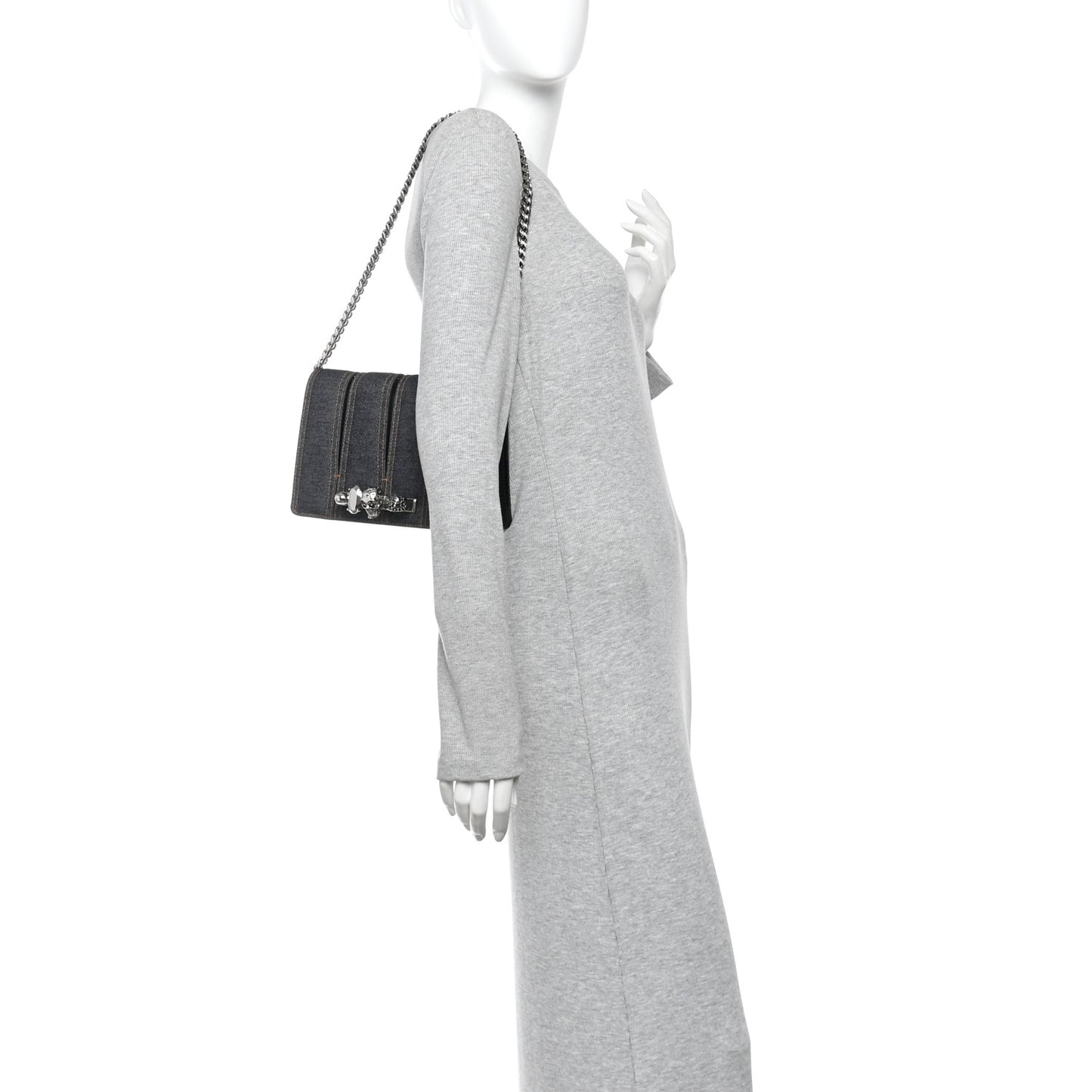 Denim Calfskin Small Slash Bag Blue Black