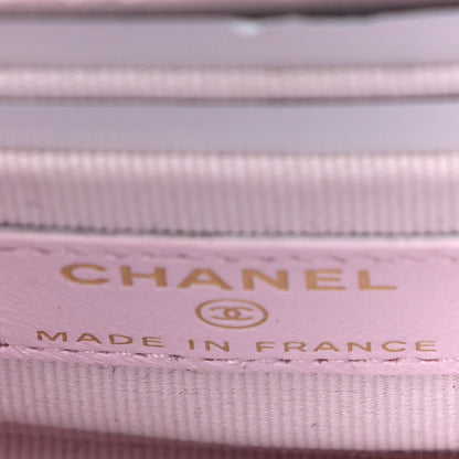 Chanel Lambskin Quilted Top Handle Clutch With Chain Light Pink 7 of 12
