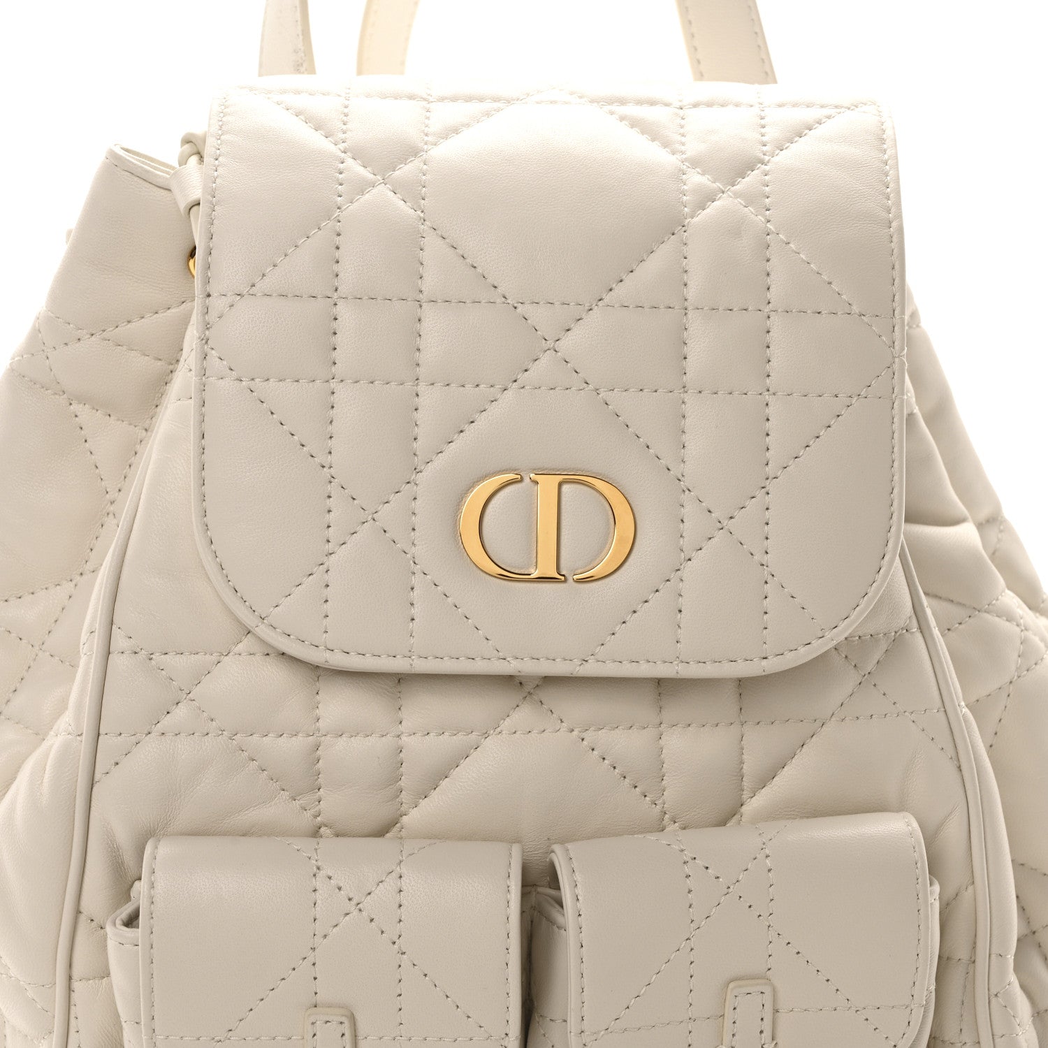 Christian Dior Lambskin Macrocannage Medium Caro Backpack White 8 of 10