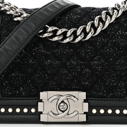 Chanel Calfskin Pearl Tweed Small Boy Flap Black 8 of 10
