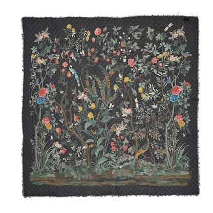Gucci Modal Silk GG Monogram GG Tian Square Shawl Black Medium Grey 1 of 4
