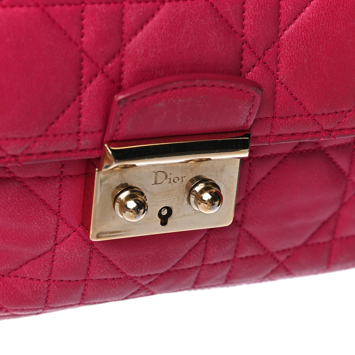 Lambskin Cannage Miss Dior Promenade Pouch Fuchsia