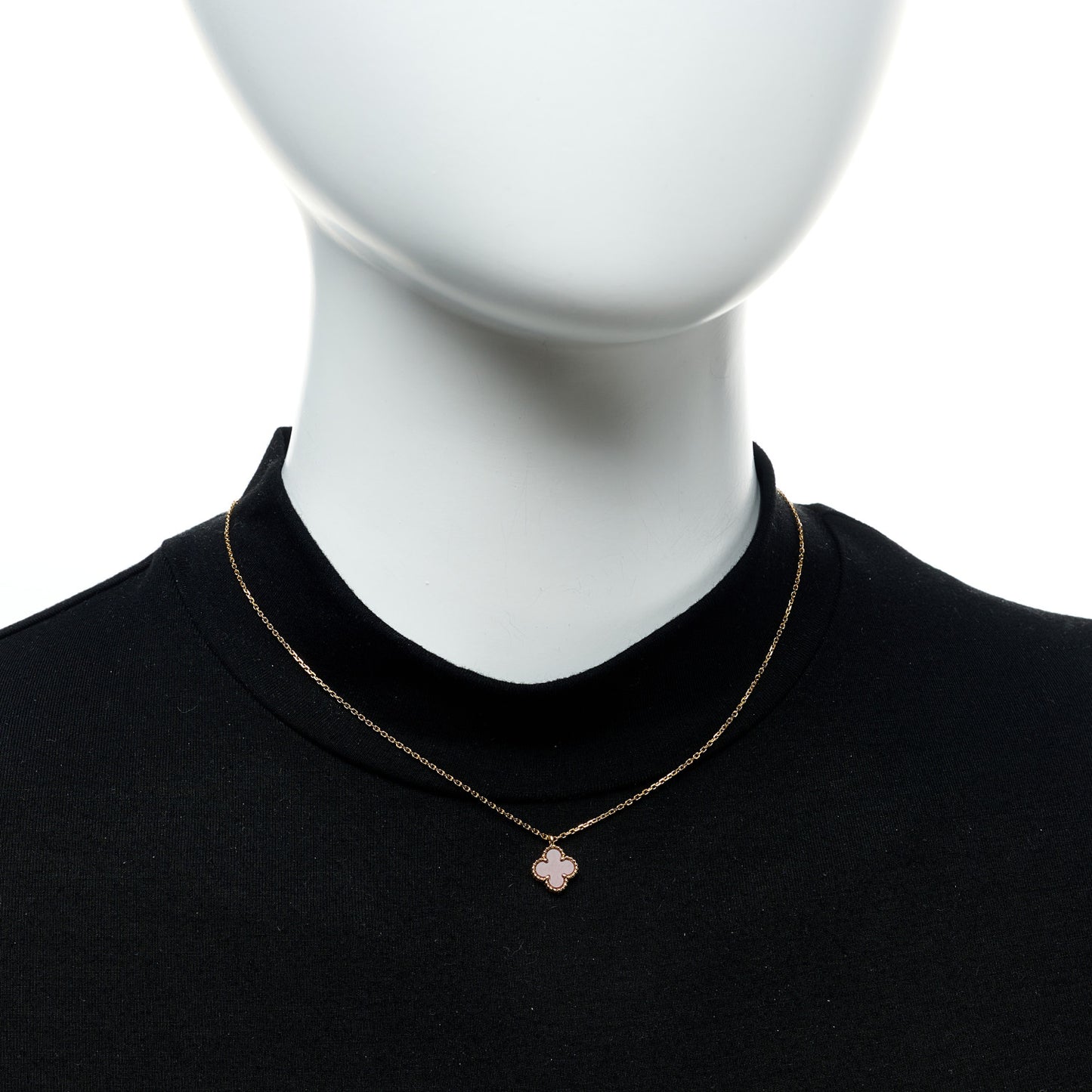 18K Rose Gold Carnelian Sweet Alhambra Pendant Necklace