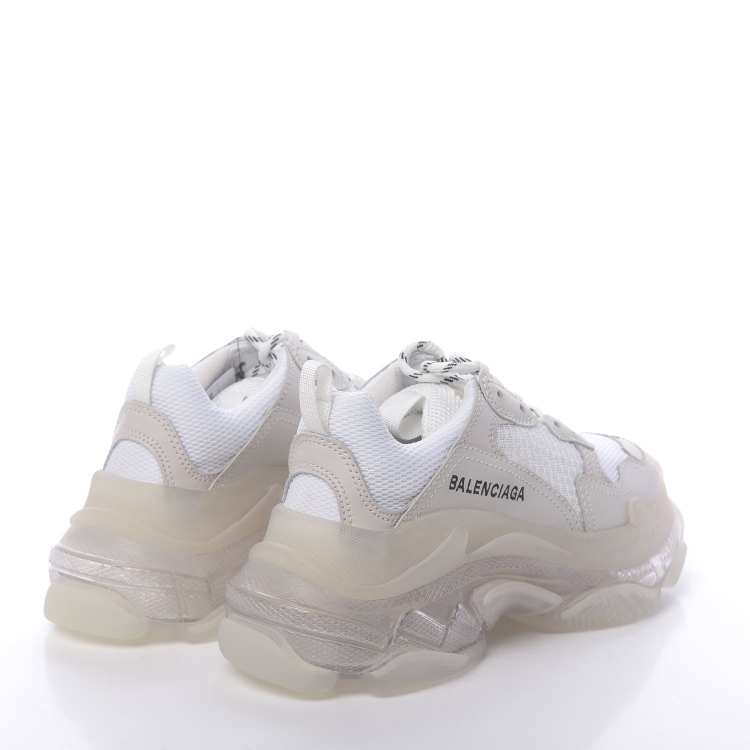 Balenciaga Fabric Mesh Clear Sole Womens Triple S Sneakers 36 White 4 of 8