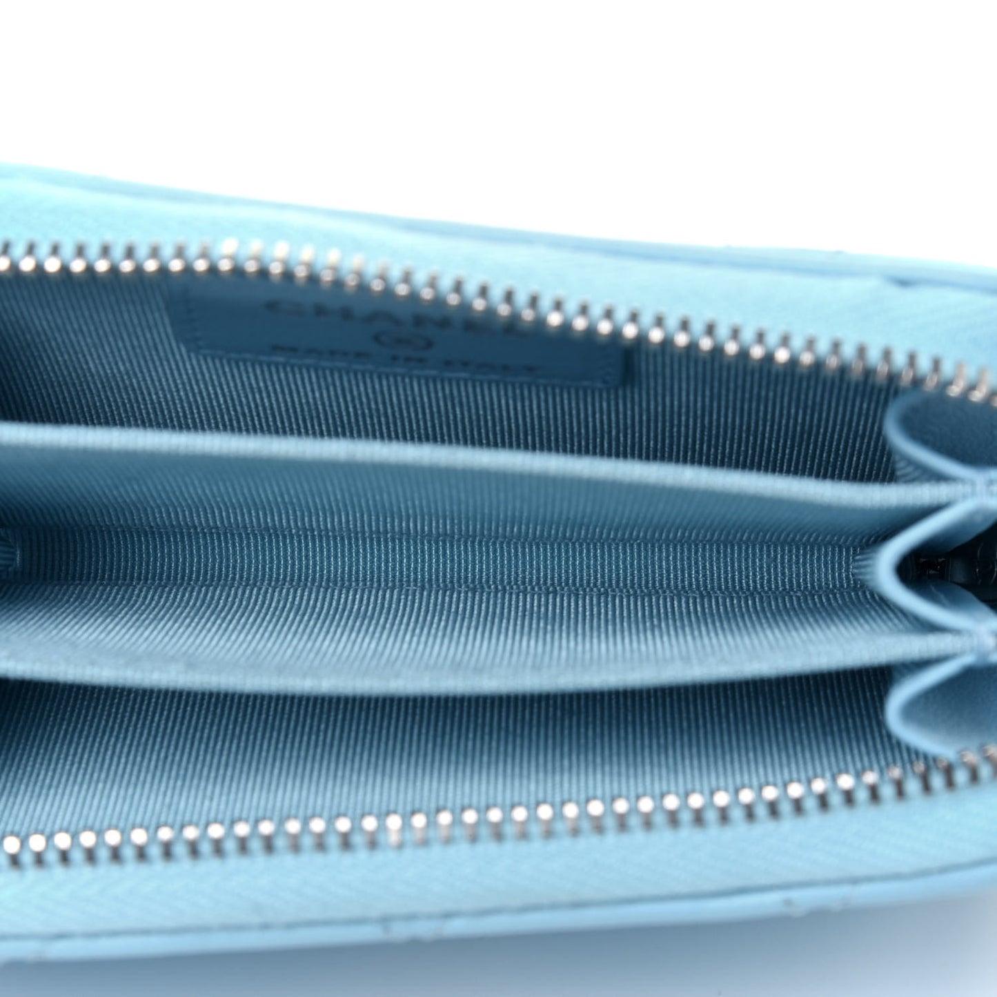 Lambskin Quilted Zip Around Coin Purse Wallet Neon Blue