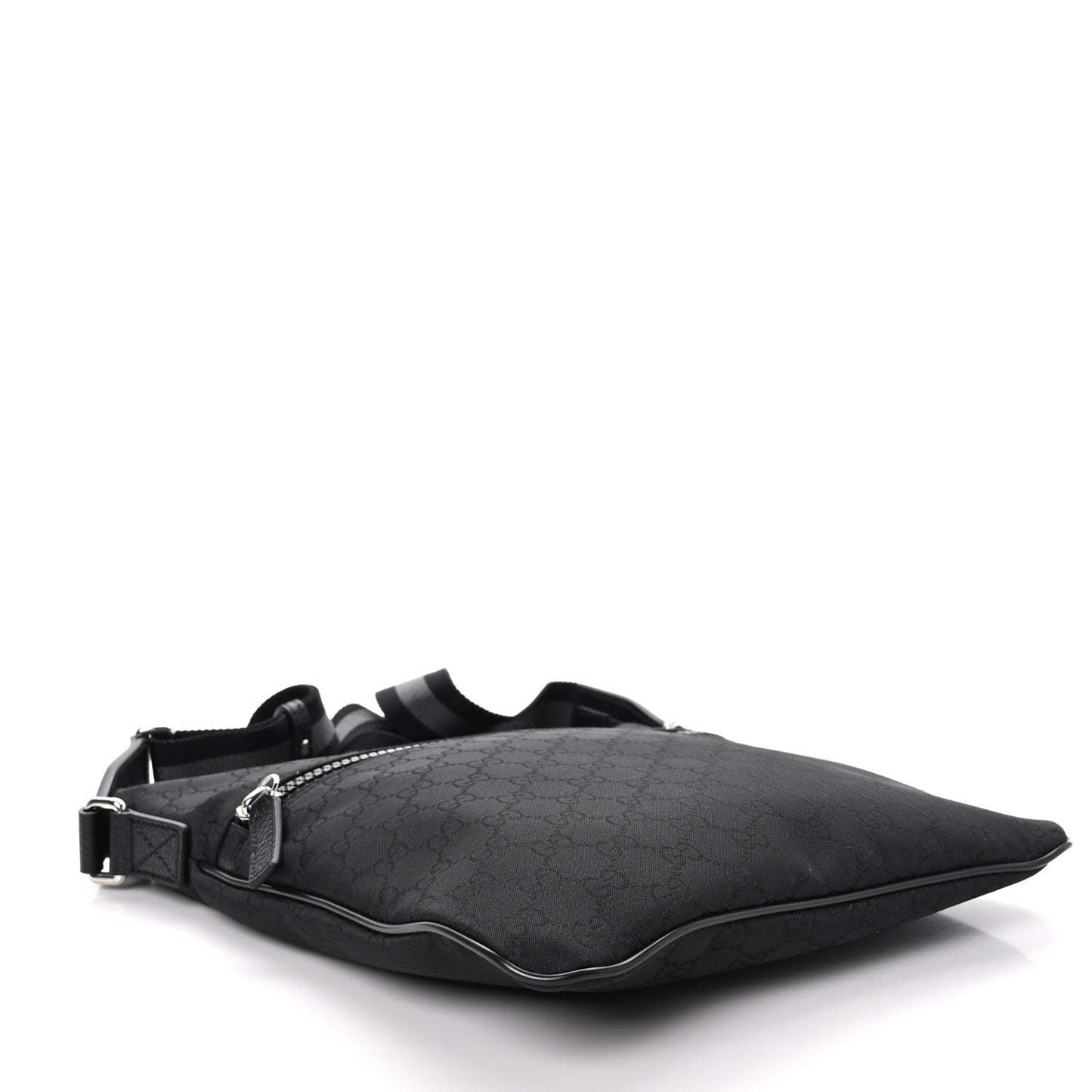 Nylon Monogram Small Flat Messenger Bag Black