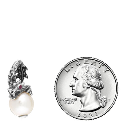 John Hardy Sterling Silver Black Sapphire Ruby Pearl Naga Lava Pendant 2 of 3