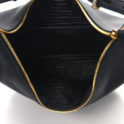 Prada Soft Calfskin Arque Shoulder Bag Black 5 of 11