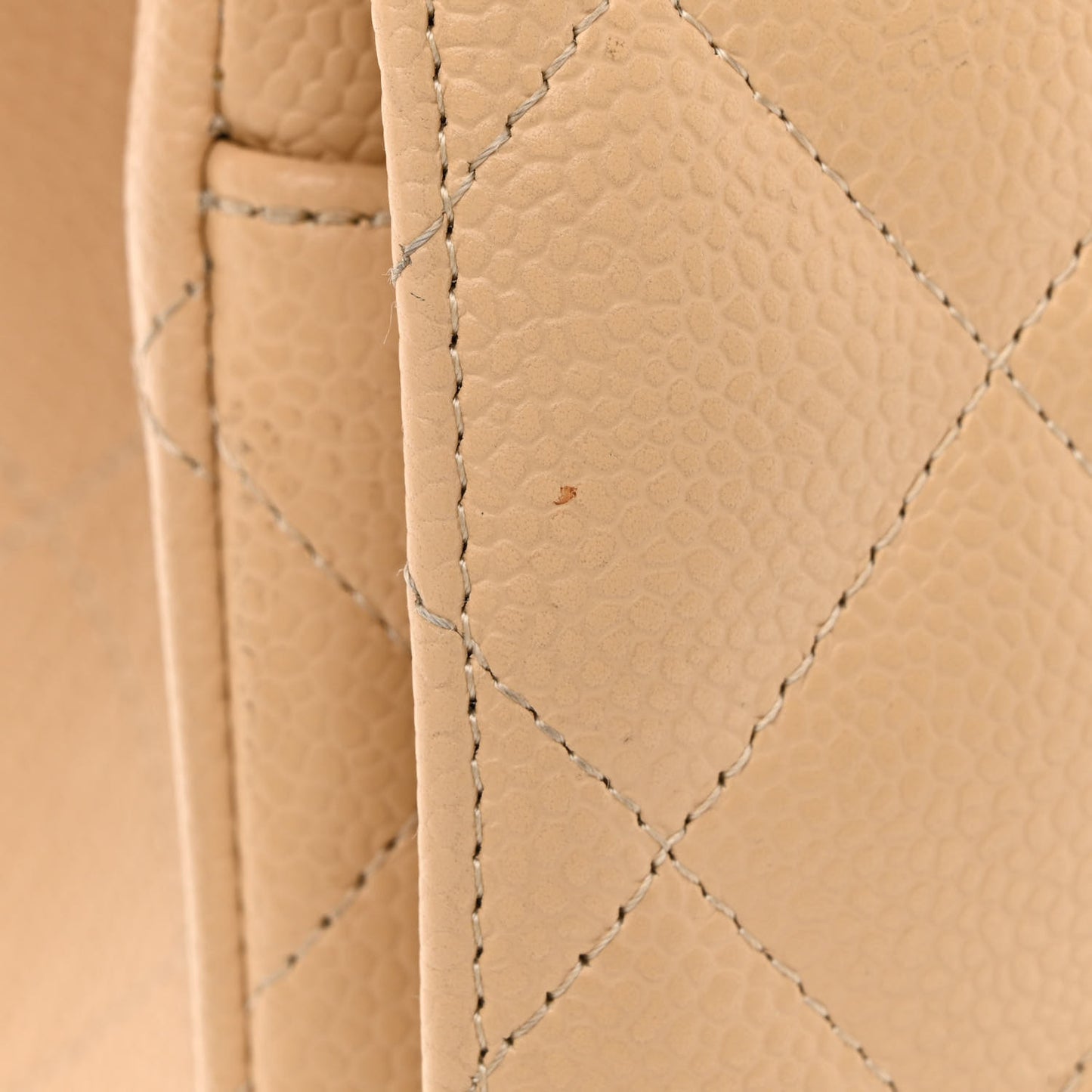 Caviar Quilted Jumbo Double Flap Beige