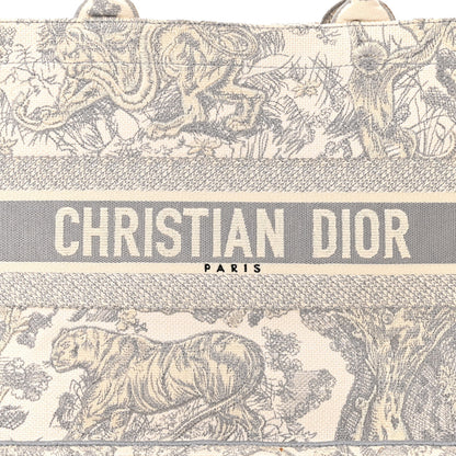 Christian Dior Canvas Embroidered Medium Dioriviera Toile De Jouy Book Tote Gray 7 of 14